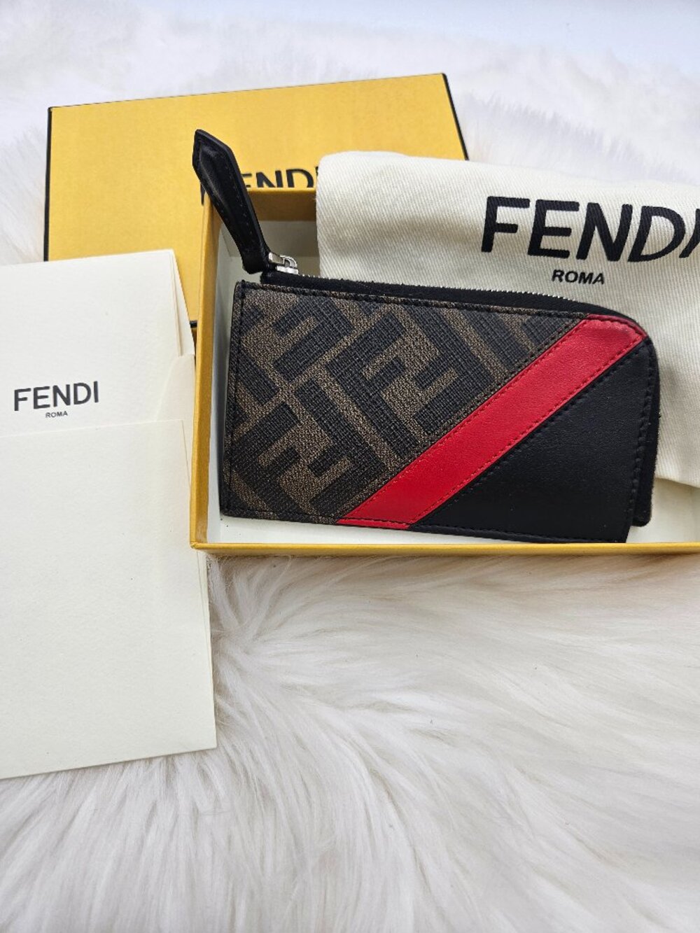Fendi  Diagonal FF Fabric Zipped Coin Case / Card Holder